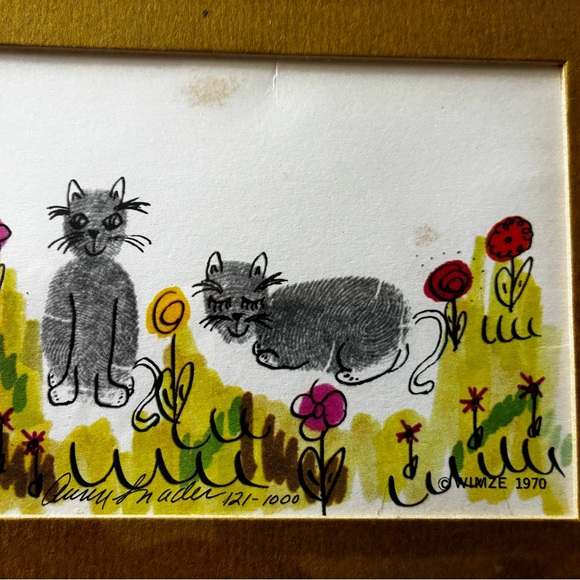 A 1970 limited edition print of two cats by UMZE. - Picture 3 of 5